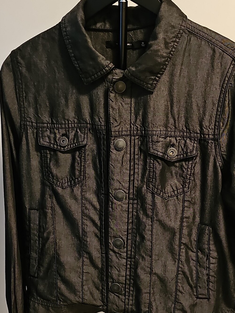 Tahari Black Lightweight Button-Front Shirt Jacket